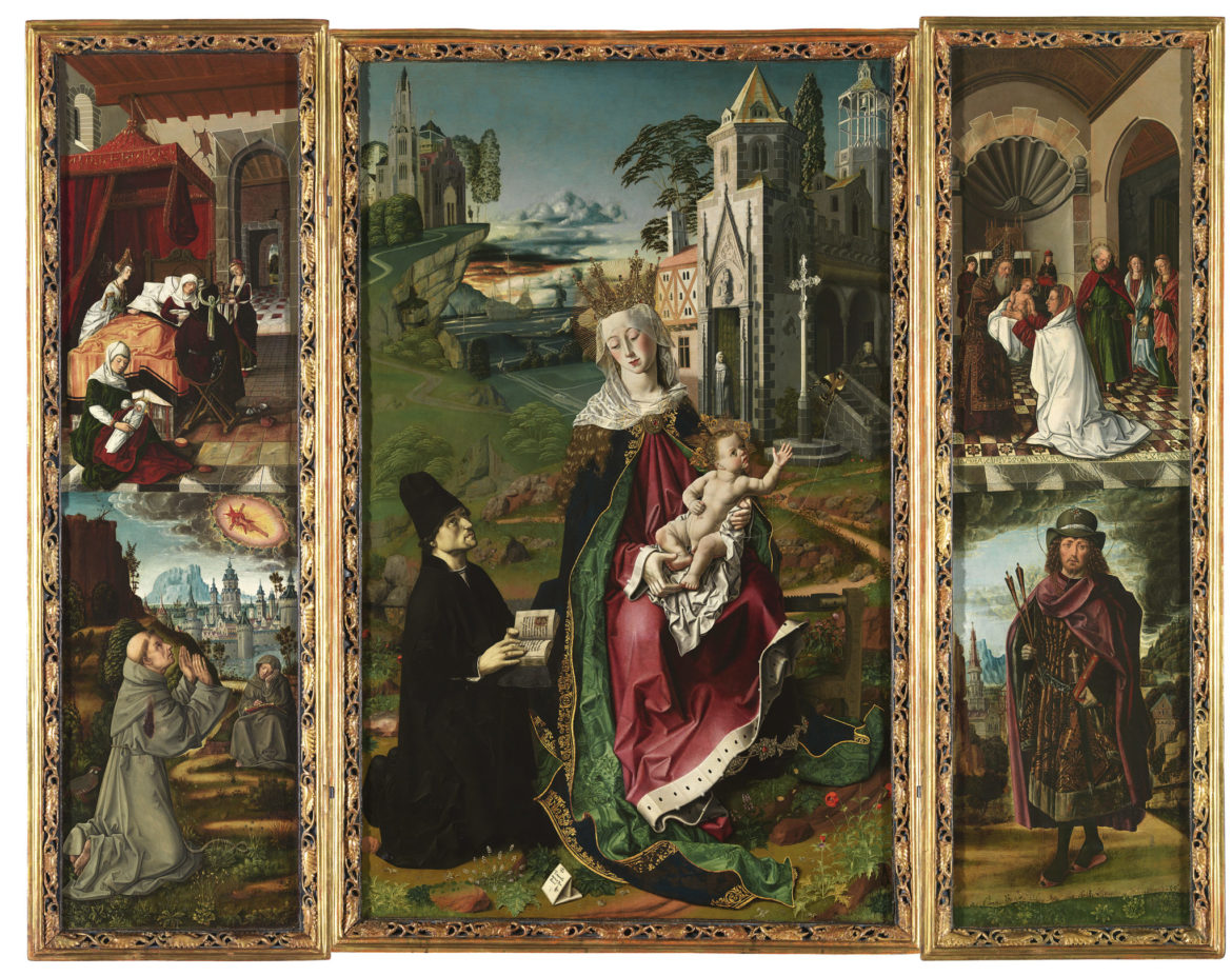 Tryptych of the Virgin of Montserrat about 1483-4 Whole Tryptych
